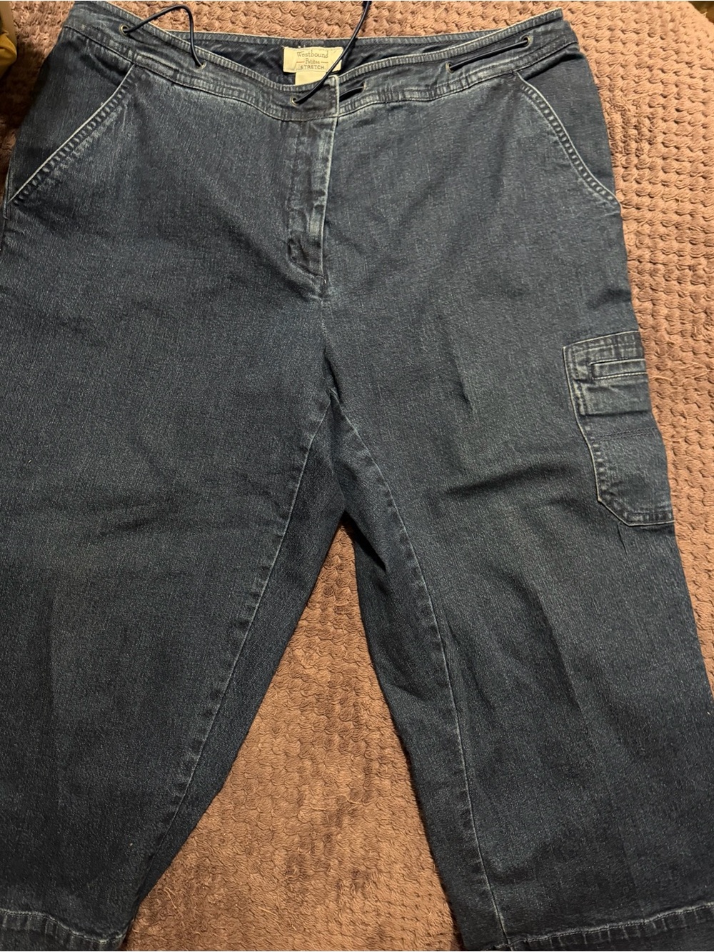 Westbound Dark Blue Denim Cargo Capris